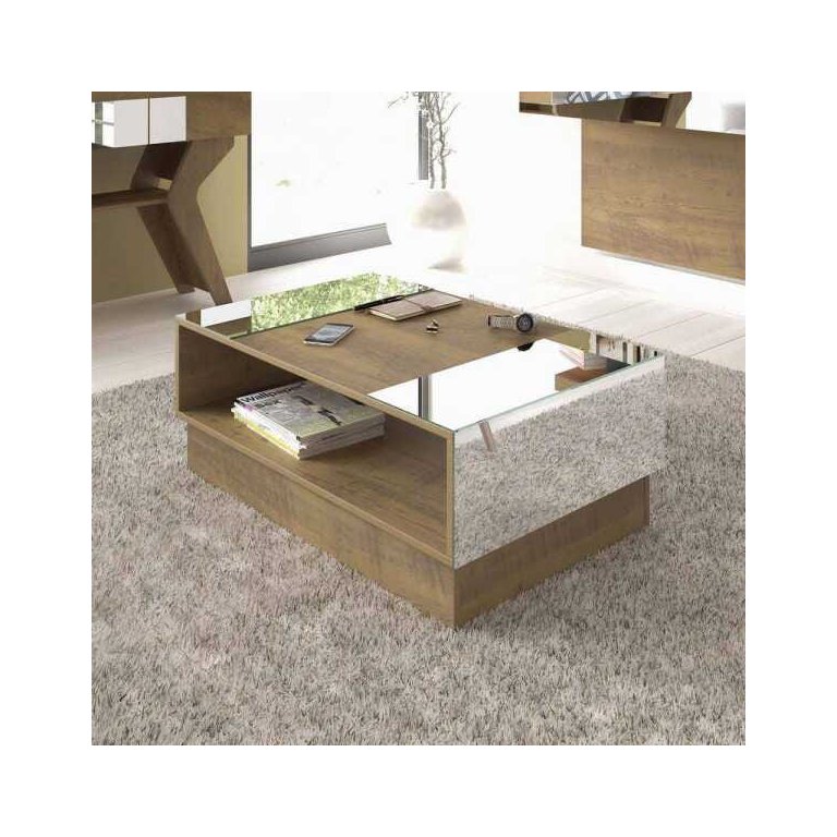 Mesa De Centro Detroit Com Espelhos Cor Pinho Mdf 15Mm Artely Mesa De Centro Detroit Com Espelhos Cor Pinho Mdf 15Mm Artely