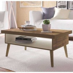 Mesa De Centro Pés Madeira Lucca Pinho/off White - Artely - 1
