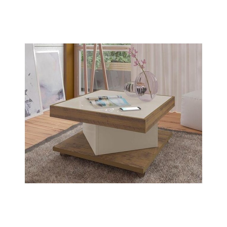 Mesa Centro Saara - Pinho/Off White - Artely