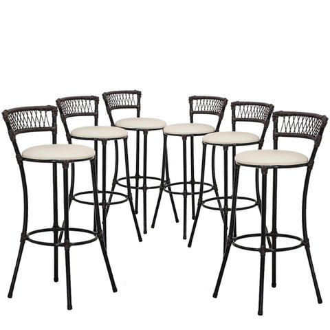 Kit 6 Banquetas Alta Forts Fio de Fibra Proteção UV Restaurante, Lanchonete, Sala De Jantar, Área Go