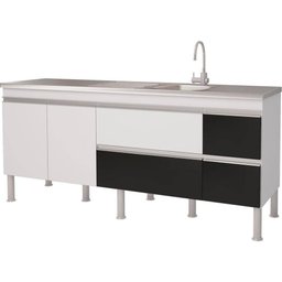 Balcão Cozinha Prisma 2.0 Branco e Preto 86 X 52 X 193.5 cm - 1 Balcão Cozinha Prisma 2.0 Branco e Preto 86 X 52 X 193.5 cm - 1