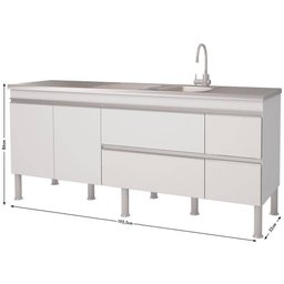 Balcão Cozinha Prisma 2.0 Branco e Preto 86 X 52 X 193.5 cm - 3 Balcão Cozinha Prisma 2.0 Branco e Preto 86 X 52 X 193.5 cm - 3