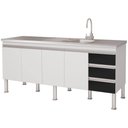 Ver imagem 1 de Balcão Cozinha Ibiza 1.8 Branco e Preto 80 X 52 X 173.5 cm
