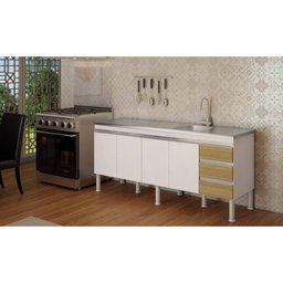 Balcão Cozinha Ibiza 1.8 Branco e Preto 80 X 52 X 173.5 cm - 2 Balcão Cozinha Ibiza 1.8 Branco e Preto 80 X 52 X 173.5 cm - 2
