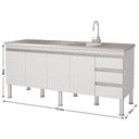 Ver imagem 3 de Balcão Cozinha Ibiza 1.8 Branco e Preto 80 X 52 X 173.5 cm