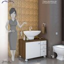 Ver imagem 3 de Gabinete Balcão Para Banheiro 1 Porta 3 Gavetas Cedro/branco - Albatroz