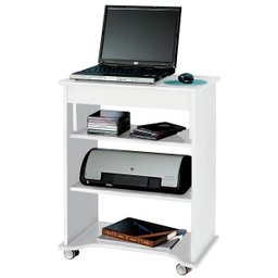 Escrivaninha para Computador Móvel com Prateleiras Artely Branco - 3