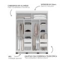 Ver imagem 3 de Roupeiro Solteiro Porto 4 Portas com Espelho 161x214cm Branco/Creme 240847