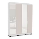 Ver imagem 2 de Roupeiro Solteiro Porto 4 Portas com Espelho 161x214cm Branco/Creme 240847