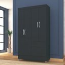 Ver imagem 2 de Guarda Roupa Solteiro Ideal Plus 4 Portas 2 Gavetas Preto Text Vila Rica