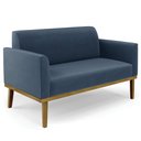 Ver imagem 1 de Sofá Namoradeira Base Madeira Castanho Maressa Suede Azul Marinho - Ibiza