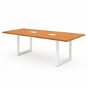 Ver imagem 3 de Mesa Reunião Industrial 2,50m x 90cm 100% MDF com 2 Caixas de Tomadas Pés Metal F5 Office