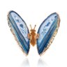 Borboleta Pedra Natural Àgata Azul C/ Borda Dourada - 1