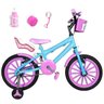 Bicicleta Infantil Aro 16 Azul Claro Kit Rosa Bebê com Cadeirinha Para Boneca - 1