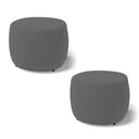 Ver imagem 1 de Kit 02 Puffs Decorativos Living Aisha Orgânico Redondo Suede Cinza - Desk Design
