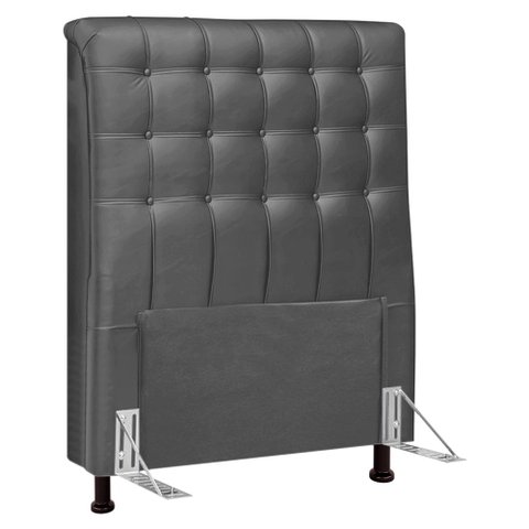 Cabeceira Cama Box Solteiro Ciara 90cm Botonê com Frame Linho Cinza - Desk Design