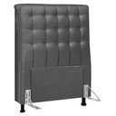Ver imagem 1 de Cabeceira Cama Box Solteiro Ciara 90cm Botonê com Frame Linho Cinza - Desk Design