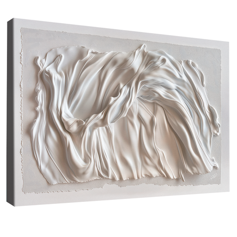 Quadro Decorativo Abstrato Tecido Branco