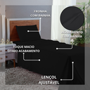 Ver imagem 4 de Kit Lençol de Solteiro 400 Fios Poliéster 3 Peças Conjunto com Elástico e Fronha:preto