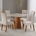 Ver imagem 1 de Mesa de Jantar 4 Lugares Street com Vidro Mel/bege/off White - Viero Móveis