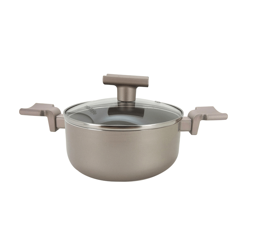 Conjunto 3 Panelas Sartin Cook Champanhe Gás e Indução Revestimento Cerâmica Premium 3 Camadas - Mim - 7