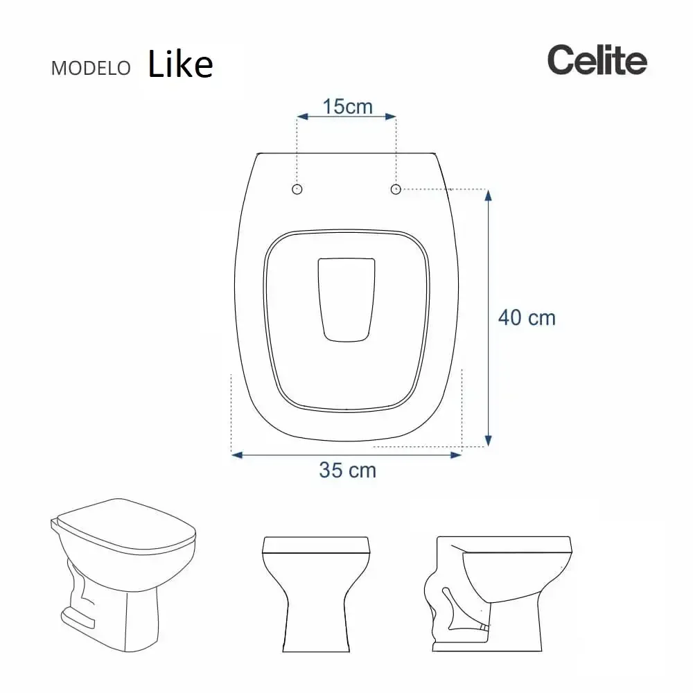 Tampa de Vaso em MDF Like Branco para bacia Celite - 3