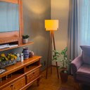 Ver imagem 6 de Luminária Abajur de Chão Tripé Coluna com Cúpula de Tecido Linho