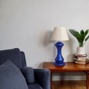 Ver imagem 5 de Abajur de Cerâmica para Sala Azul Royal Classic com Cúpula de Tecido