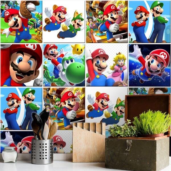 Papel de Parede Foto Mural Infantil Super Mario Games