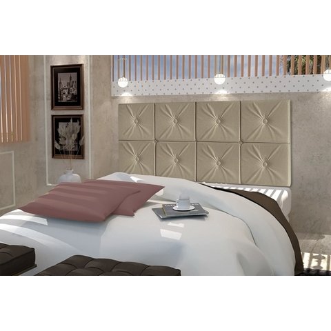 Painel de Cama box Botão Queen 1,60 Elegance cor Bege/Areia - Comprar Moveis em Casa