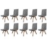 Conjunto 10 Cadeira de Jantar Drop Com Botão Base Giratória Imbuia Corino Cinza - Amey Decor - 1