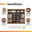 Ver imagem 4 de Guarda Roupas Casal com Espelho 2 Portas de Correr 4 Gavetas 100% MDF Imola