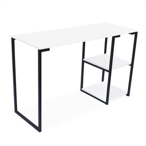 Mesa Estilo Industrial Moderna Nicola 120 Cm Preto Branco