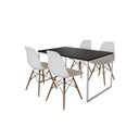 Ver imagem 2 de Mesa Industrial Base Ferro Branco Tampo 137x90 Preto 4 Cadeiras Eames Madeira Assento Branco