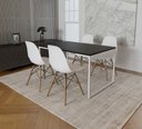 Ver imagem 1 de Mesa Industrial Base Ferro Branco Tampo 137x90 Preto 4 Cadeiras Eames Madeira Assento Branco