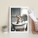 Ver imagem 1 de Quadro Banheiro Coelhinho Tomando Banho 24x18cm - com Vidro:moldura Preta