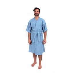 ROUPÃO DE BANHO ATOALHADO ADULTO 100% ALGODAO AZUL Tam. ÚNICO - 2