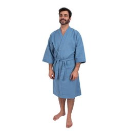 ROUPÃO DE BANHO PIQUET ADULTO 100% ALGODÃO AZUL Tam. GG - 2