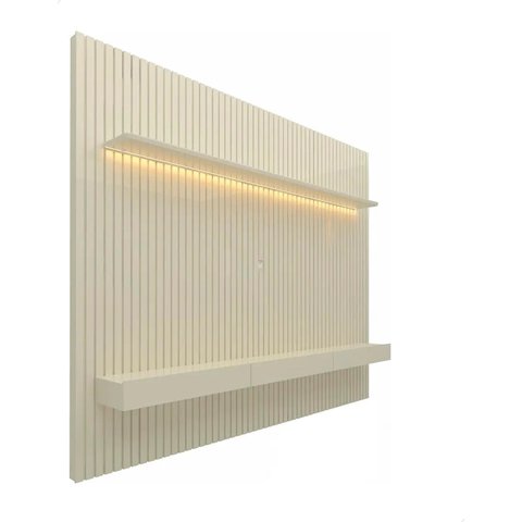 Conjunto Home Suspenso com Painel Ripado Tv até 75 Jendal Cor:off-white
