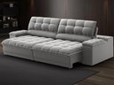 Ver imagem 1 de Sofá com Porta Copos e Carregador Usb Ret Rec Luke 2,90m Veludocristal Cinza - Netsofas