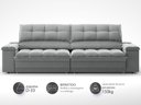 Ver imagem 4 de Sofá com Porta Copos e Carregador Usb Ret Rec Luke 2,90m Veludocristal Cinza - Netsofas