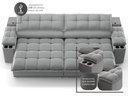 Ver imagem 7 de Sofá com Porta Copos e Carregador Usb Ret Rec Luke 2,90m Veludocristal Cinza - Netsofas