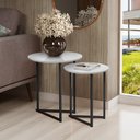 Ver imagem 1 de Kit de Mesinha Redonda Jade Pé De Aço Estilo Moderno Luxo