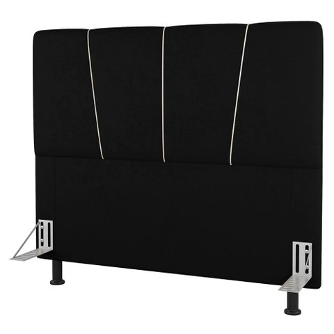 Cabeceira Cama Box Casal Queen Size Amber 160cm Estofada Sintético Preto - Desk Design