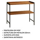 Ver imagem 2 de Estante Aparador Industrial Multiuso com 2 Prateleiras Escritório Londres - Jm3 Móveis:freijó/preto