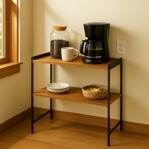 Estante Aparador Industrial Multiuso com 2 Prateleiras Escritório Londres - Jm3 Móveis:freijó/preto