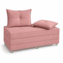 Ver imagem 2 de Puff Cama Dobravel 130cm Casal com Rodízios e Almofadas Cor: Suede Rosa