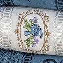 Ver imagem 2 de Jogo de Toalhas de Banho Bordado Ponto Russo Pássaros 100% Algodão 5 Peças - Azul