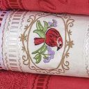 Ver imagem 2 de Jogo de Toalhas de Banho Bordado Ponto Russo Pássaros 100% Algodão 5 Peças - Vermelho