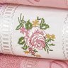 Jogo de Toalhas de Banho Bordado Ponto Russo Rosas 100% Algodão 5 Peças - Rosê - 2